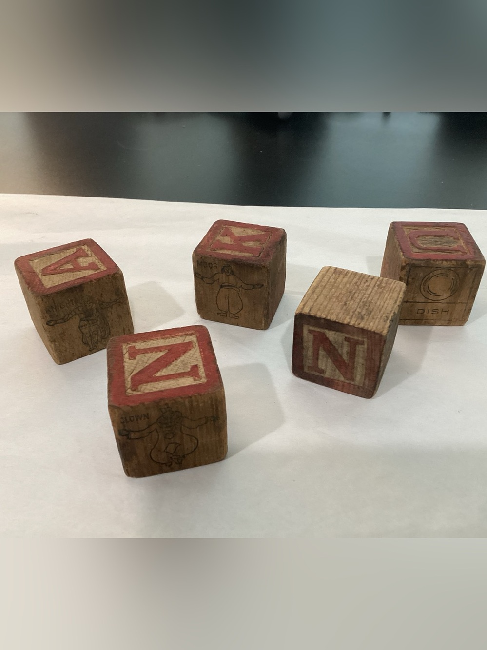Antique Toy Alphabet Blocks (5 loose blocks). Likely dating from the Victorian